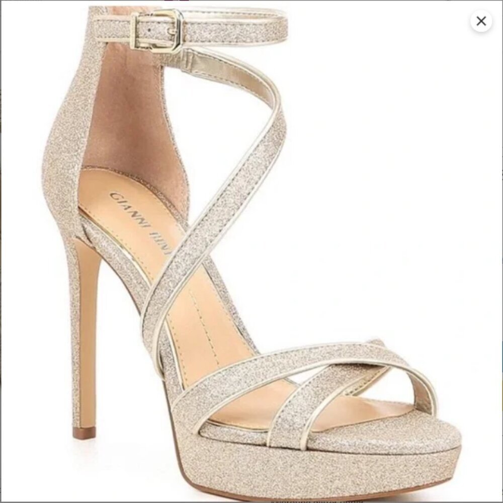 Gianni Bini Corielle Glitter Ankle Strap Strappy Platform Sandals